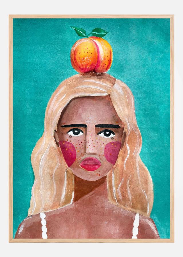 Woman With Peach Póster