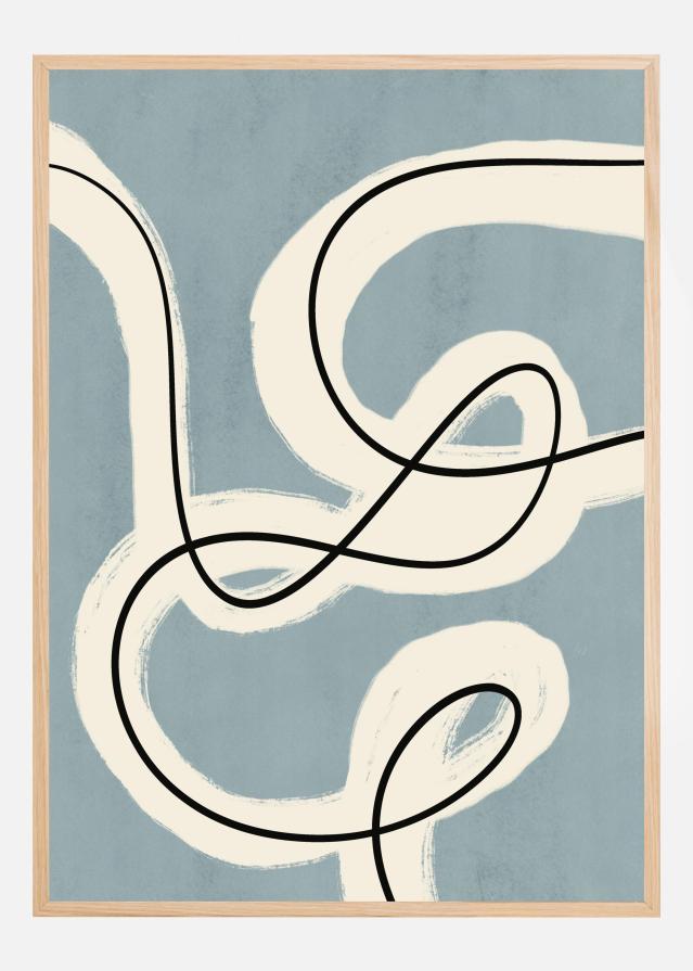 Minimalist line art in blue grey Póster