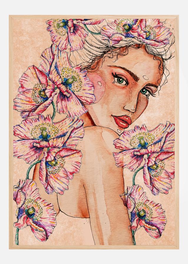 Woman wih Poppies Póster