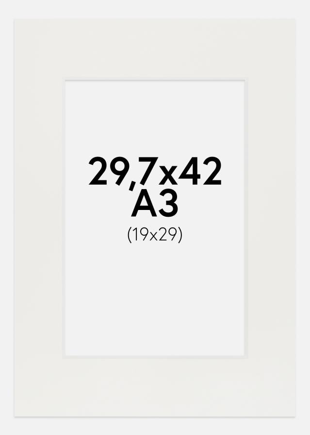 Passe-partout Branco 3 mm (Bordo interior branco) 29,7x42 cm (19x29)