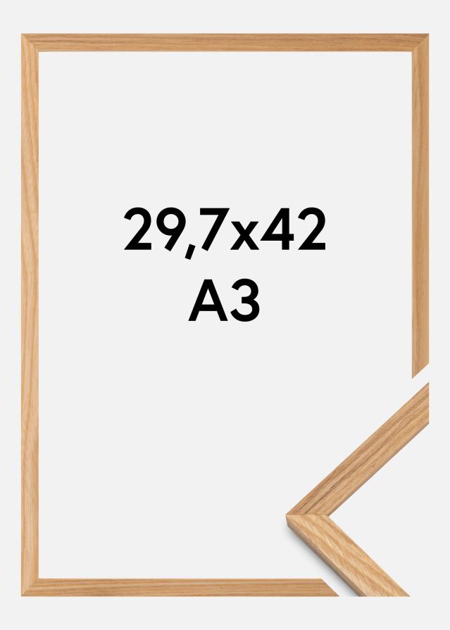 Moldura Carvalho Maciço Vidro Acrílico 29,7x42 cm (A3)