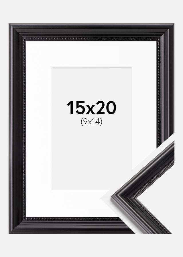 Moldura Gala Preto 15x20 cm - Passe-partout Branco 10x15 cm