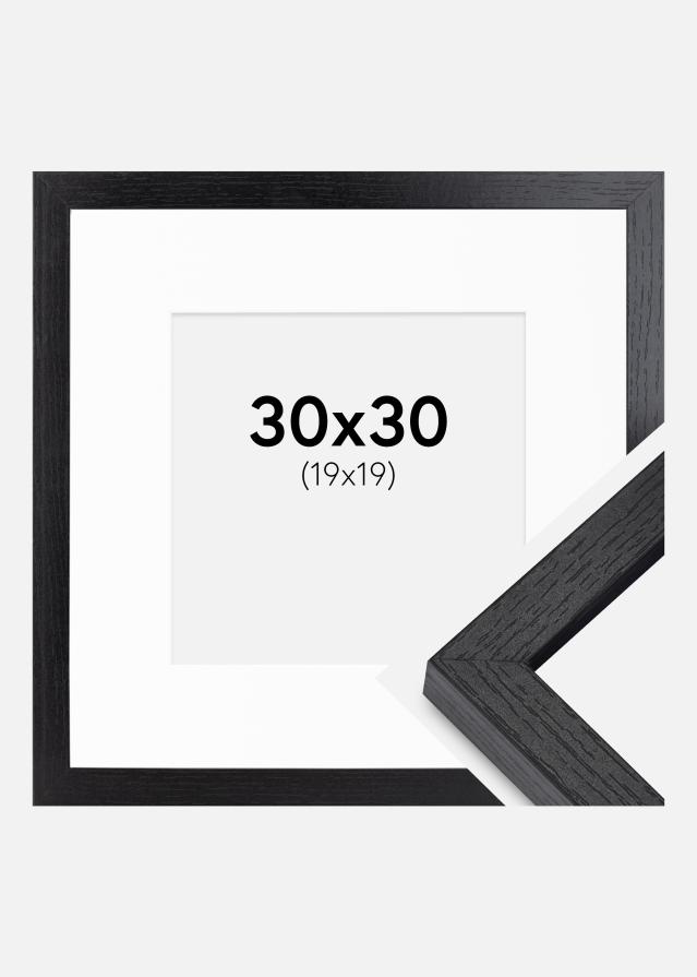 BGA Moldura de caixa Preto 30x30 cm - passe-partout Branco 20x20 cm