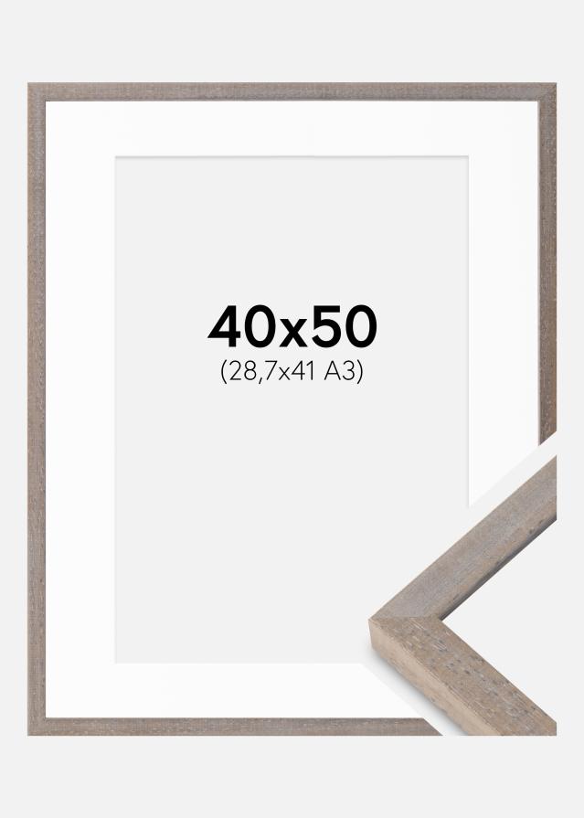 Moldura Ares Cinza 40x50 cm - passe-partout Branco 29,7x42 cm