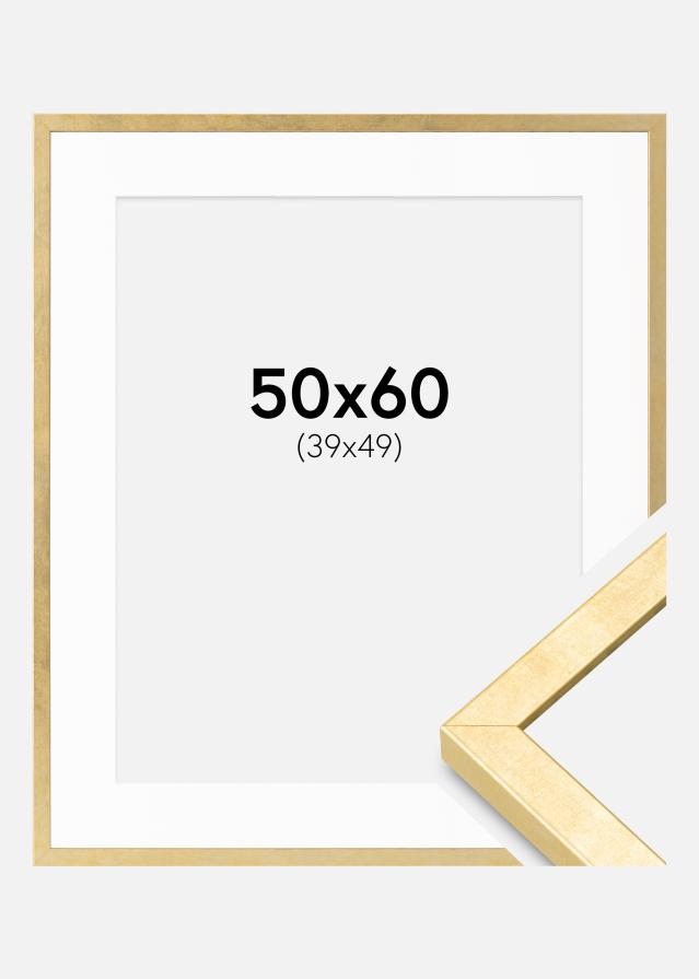 Moldura Ares Ouro 50x60 cm - passe-partout Branco 40x50 cm