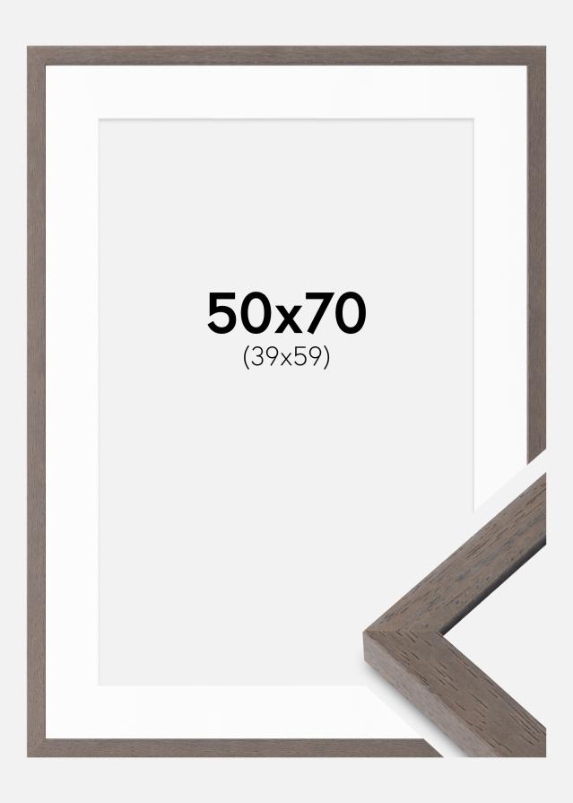 Moldura Hermes Cinza 50x70 cm - passe-partout Branco 40x60 cm