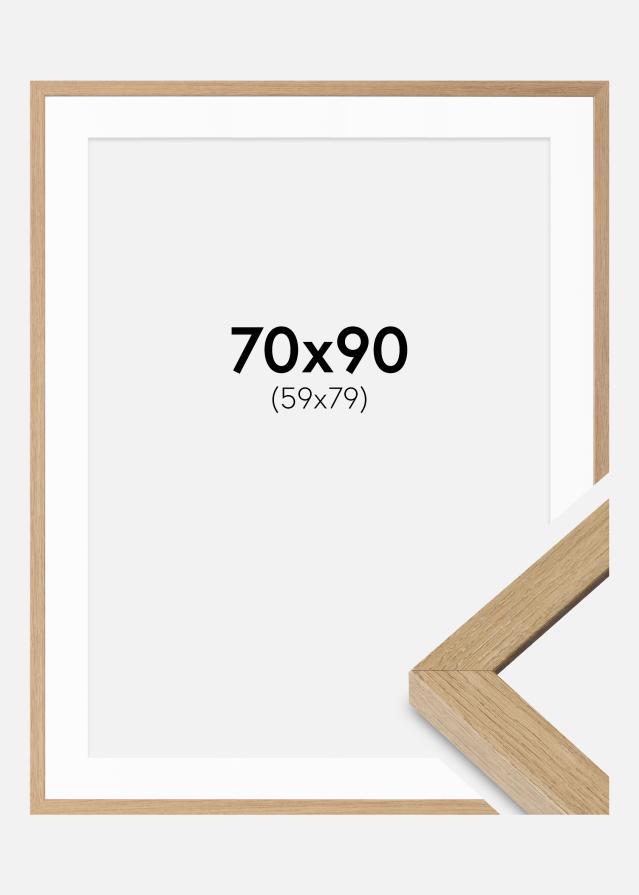 Moldura Hermes Natural Carvalho 70x90 cm - passe-partout Branco 60x80 cm