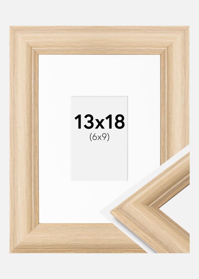 Moldura Västkusten Carvalho 13x18 cm - Passe-partout Branco 7x10 cm