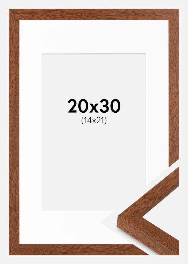 Moldura Modern Quente Marrom 20x30 cm - passe-partout Branco 15x22 cm