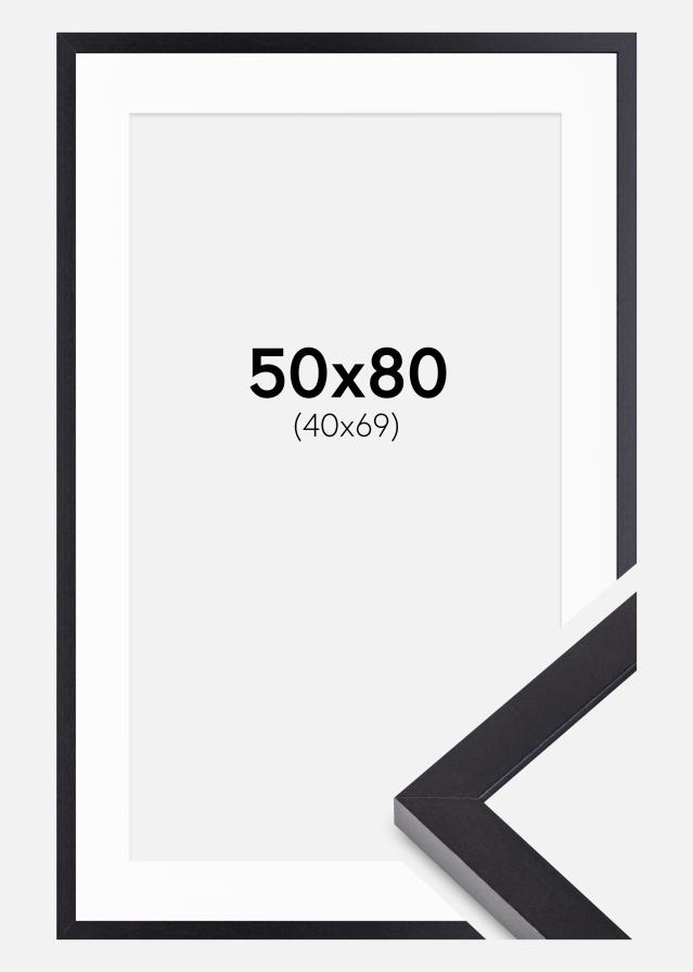 Moldura Selection Preto 50x80 cm - passe-partout Branco 41x70 cm