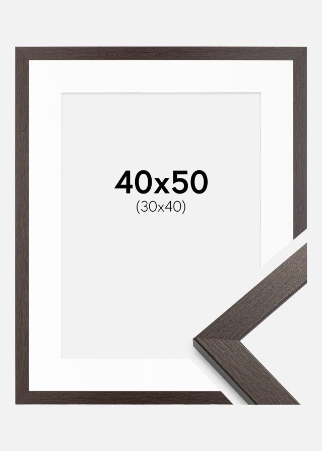 Moldura Stilren Wenge 40x50 cm - passe-partout Branco 31x41 cm