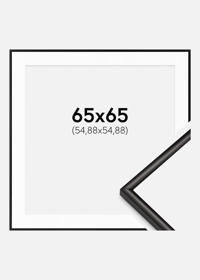 Moldura Scandi Preto Fosco 65x65 cm - passe-partout Branco 22x22 inches