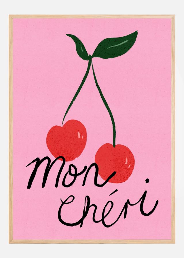 Mon Cheri Cherry Typography Purple Póster