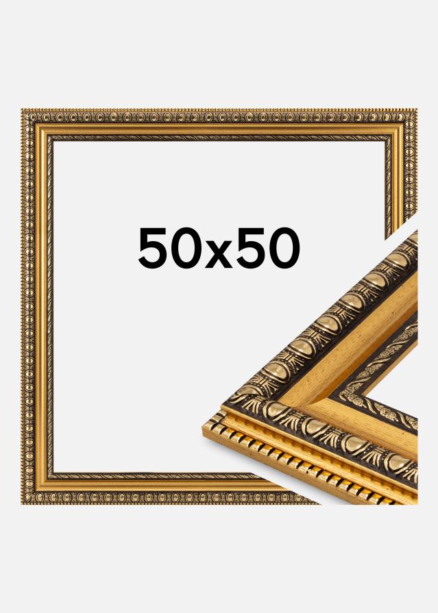 Moldura Ornato Vidro acrílico Ouro 50x50 cm
