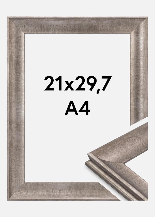 Moldura Conca Vidro acrílico Prata 21x29,7 cm (A4)