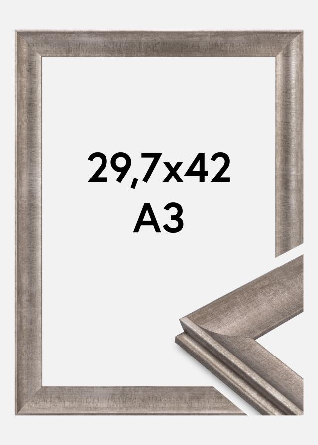 Moldura Conca Vidro acrílico Prata 29,7x42 cm (A3)