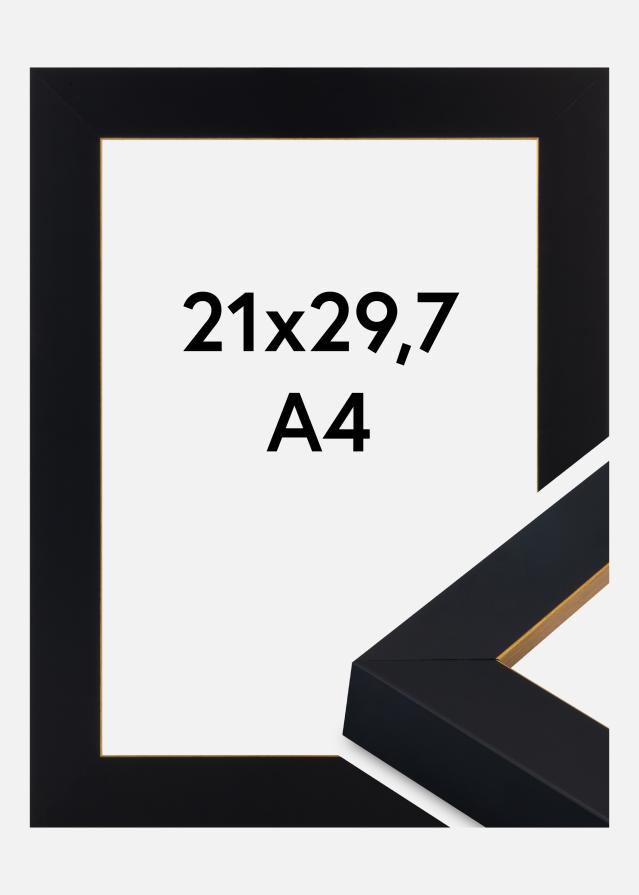 Moldura Sussex Vidro acrílico Preto/Ouro 21x29,7 cm (A4)