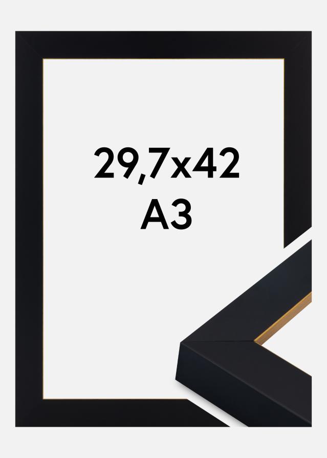 Moldura Sussex Vidro acrílico Preto/Ouro 29,7x42 cm (A3)