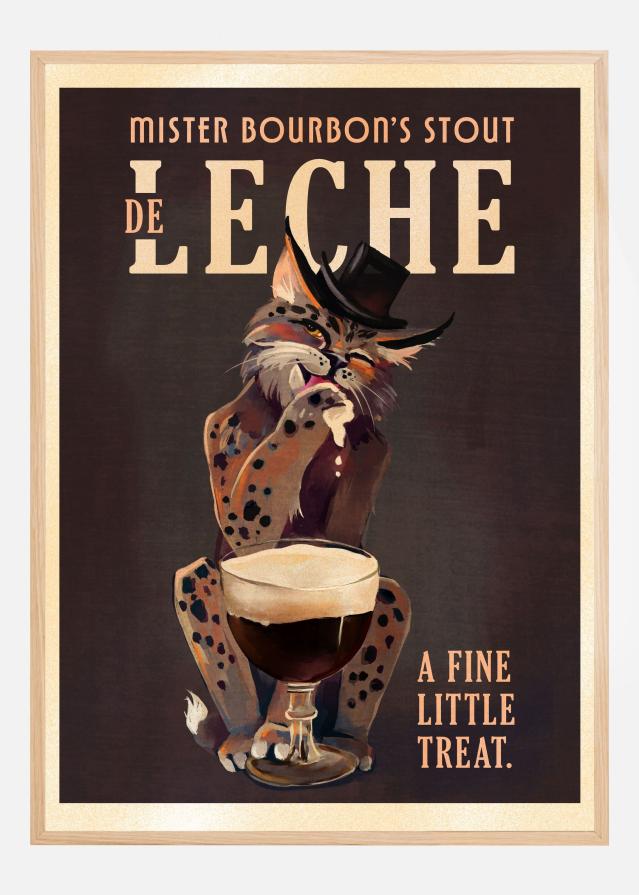 Bourbon De Leche Guinness Style Cat Art Póster