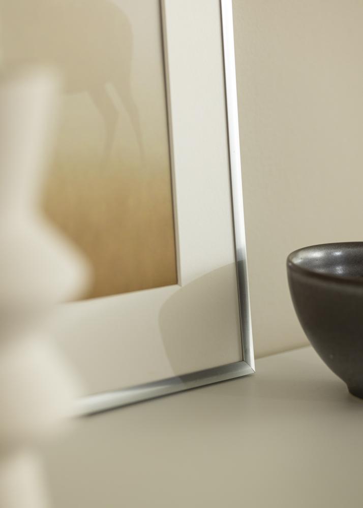 Moldura New Lifestyle Prata 10x18 cm - passe-partout Branco 8x10 cm