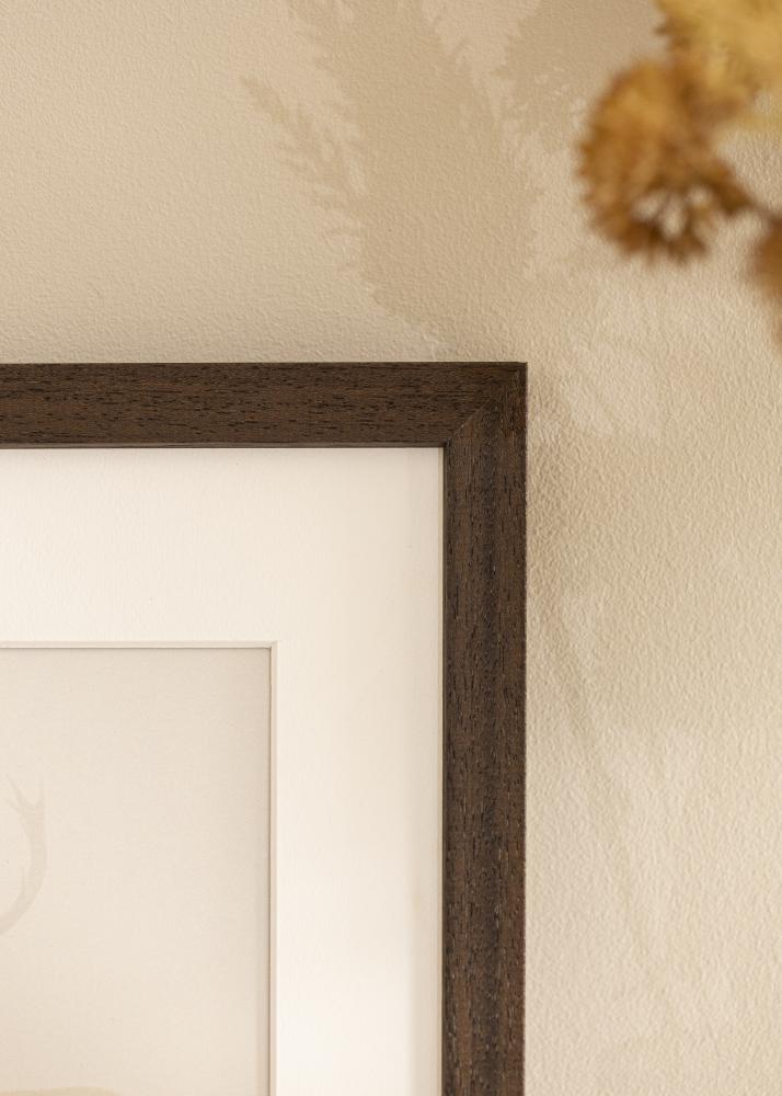 Moldura marrom madeira 55x80 cm - passe-partout Branco 45x70 cm