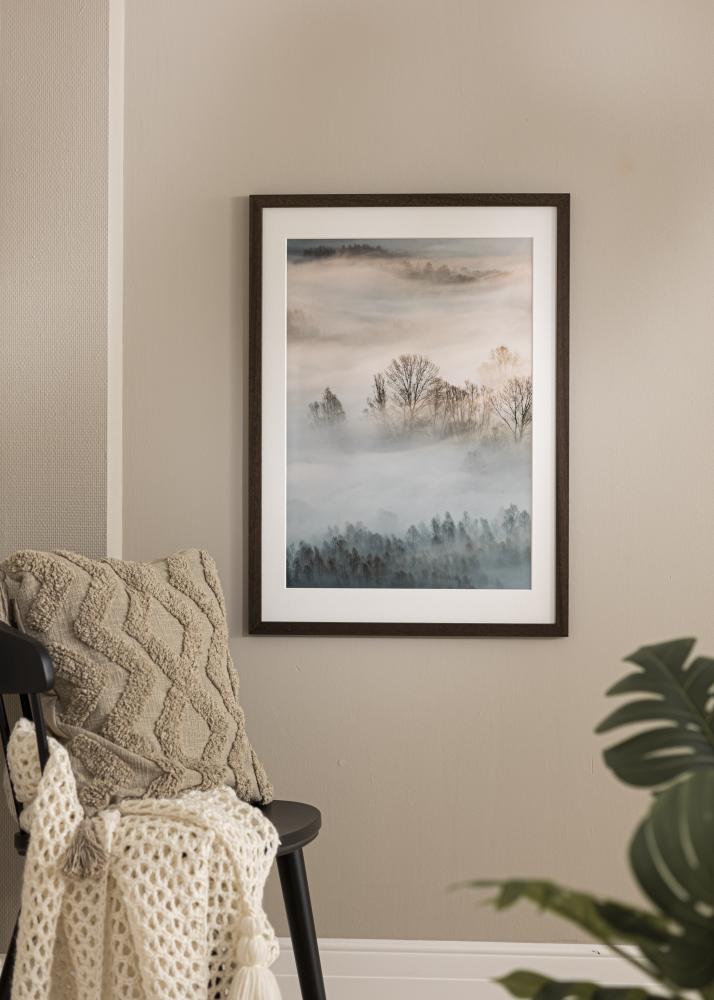 Moldura marrom madeira 55x80 cm - passe-partout Branco 45x70 cm