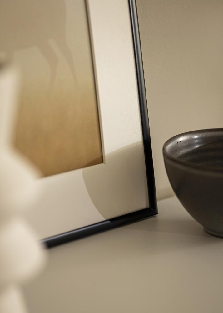 Moldura Scandi Fosca Preto 25x25 cm - passe-partout Branco 16x16 cm