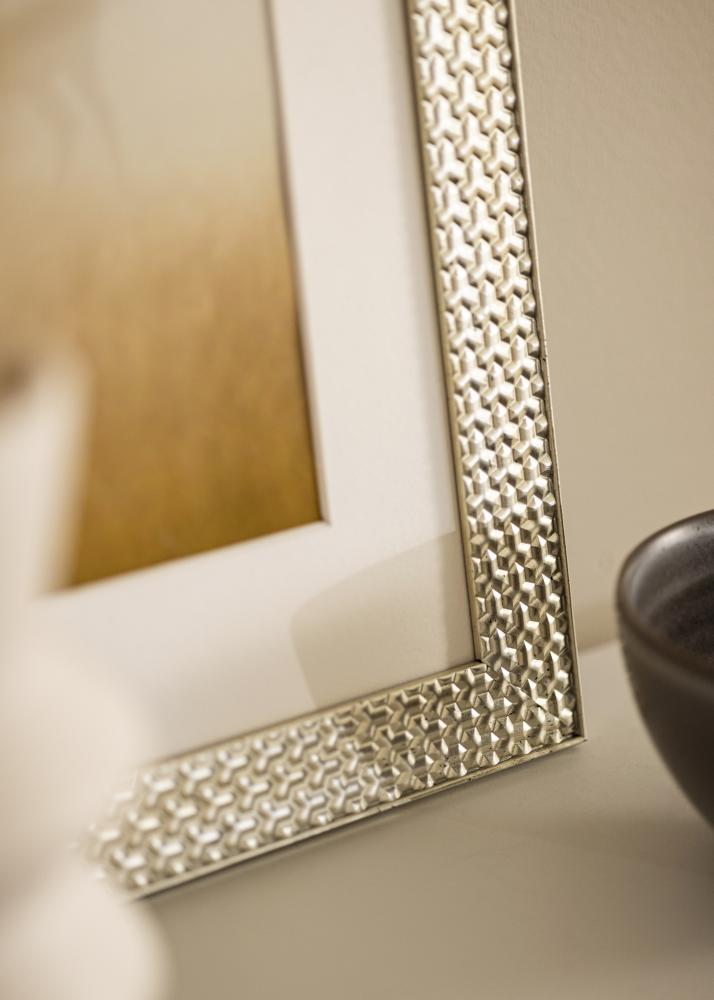 Moldura Grace Prata 30x40 cm - passe-partout Branco 22x32 cm