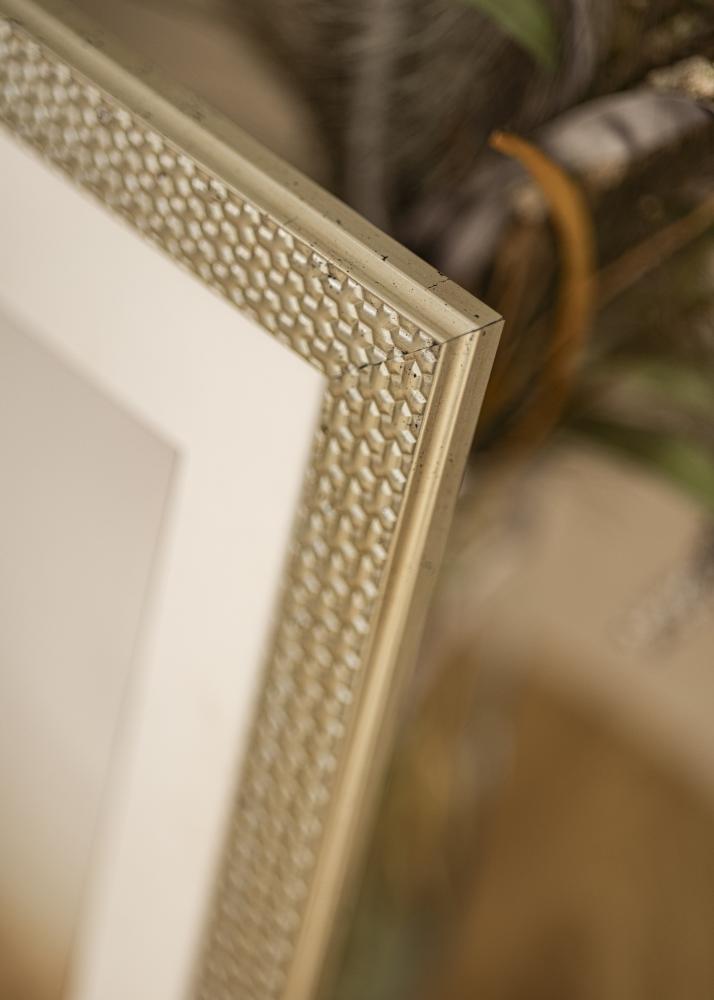 Moldura Grace Prata 30x40 cm - passe-partout Branco 22x32 cm