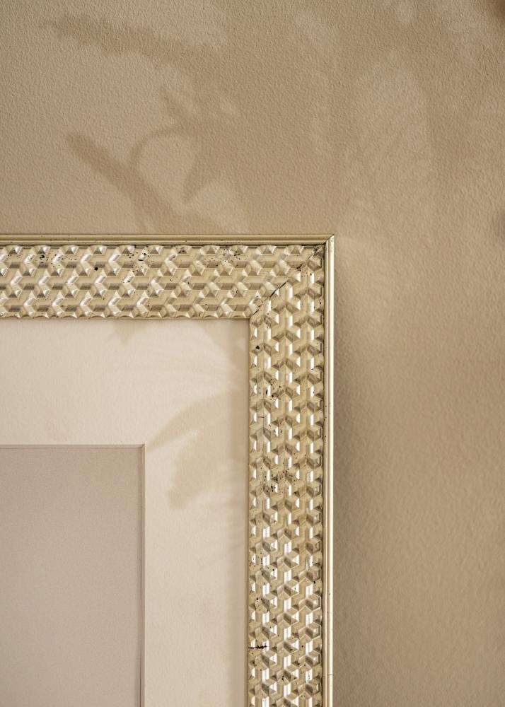 Moldura Grace Prata 30x40 cm - passe-partout Branco 22x32 cm