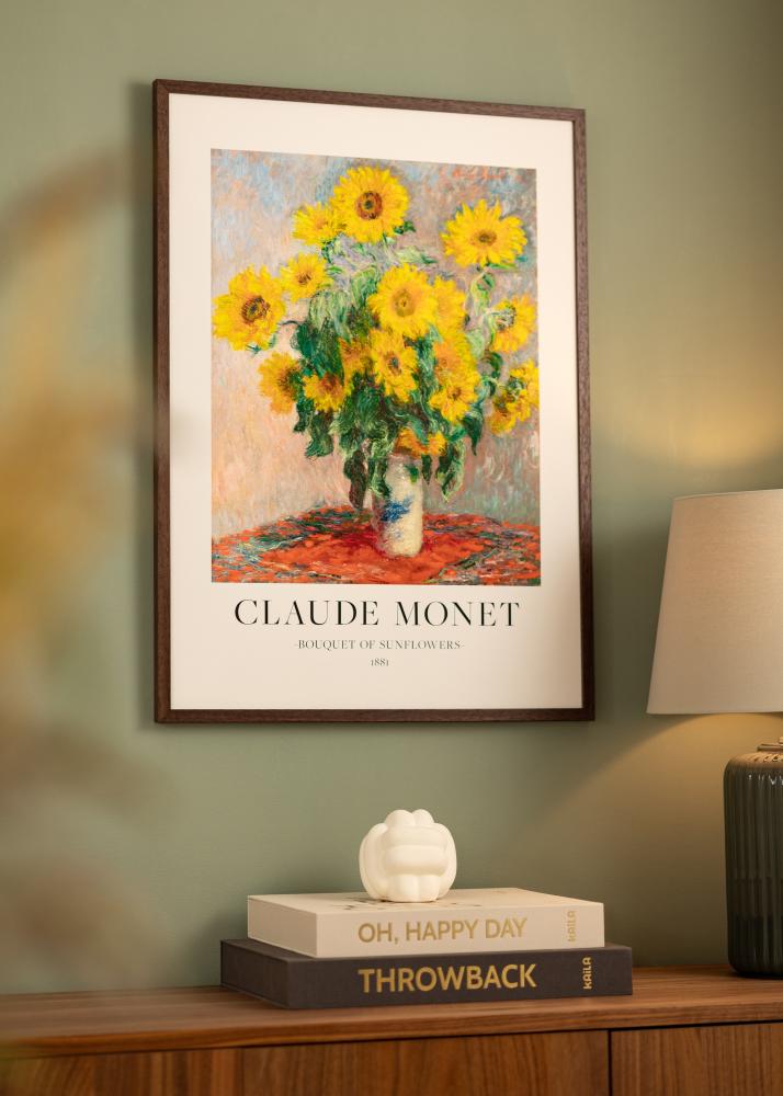 Moldura Ares Teak 28x35 cm - passe-partout Branco 7x10 inches