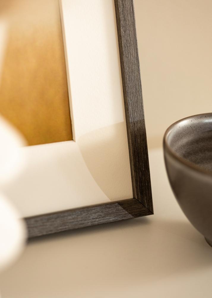 Moldura Ares Cinza Carvalho 50x65 cm - passe-partout Branco 15x22 inches