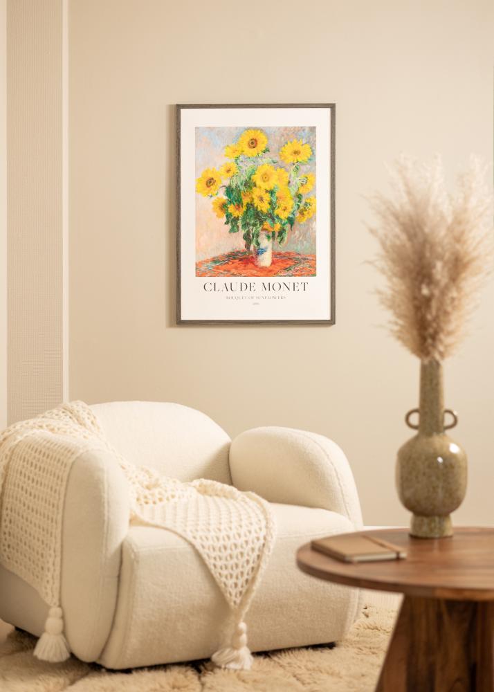 Moldura Ares Cinza Carvalho 50x65 cm - passe-partout Branco 15x22 inches