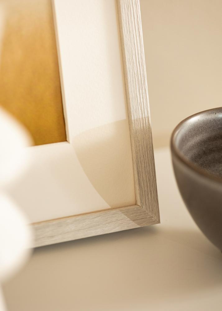 Moldura Ares Branco Carvalho 40x50 cm - passe-partout Branco 12x15 inches