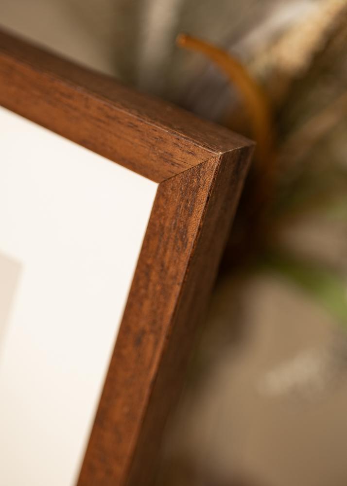 Moldura Hermes Teak 28x35 cm - passe-partout Branco 20x25 cm