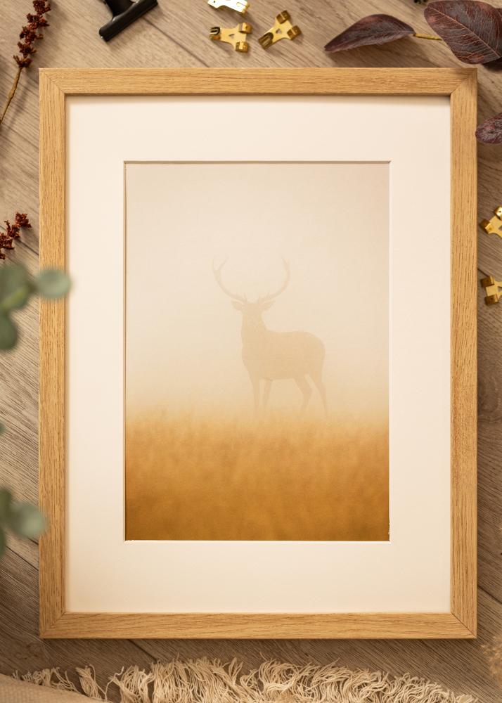 Moldura Hermes Natural Carvalho 30x40 cm - passe-partout Branco 21x29,7 cm