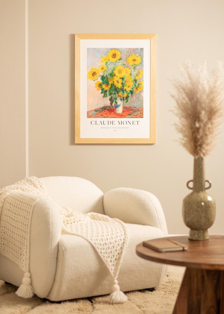 Moldura Juno Madeira 40x50 cm - passe-partout Branco 27,5x37 cm