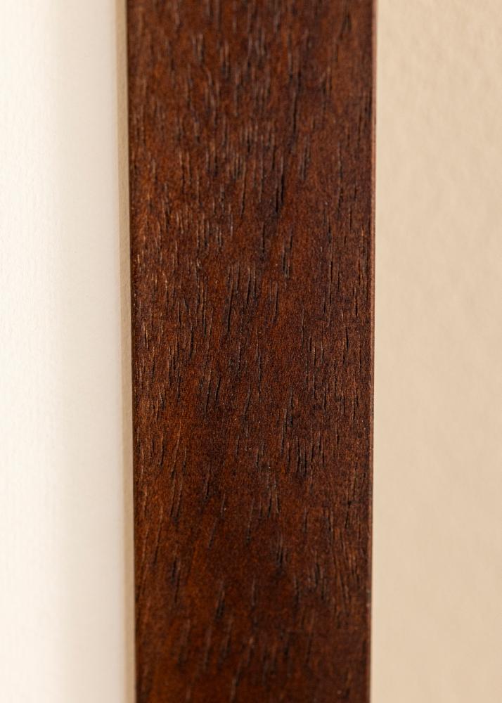Moldura Juno Teak 30x40 cm - passe-partout Branco 18x27 cm