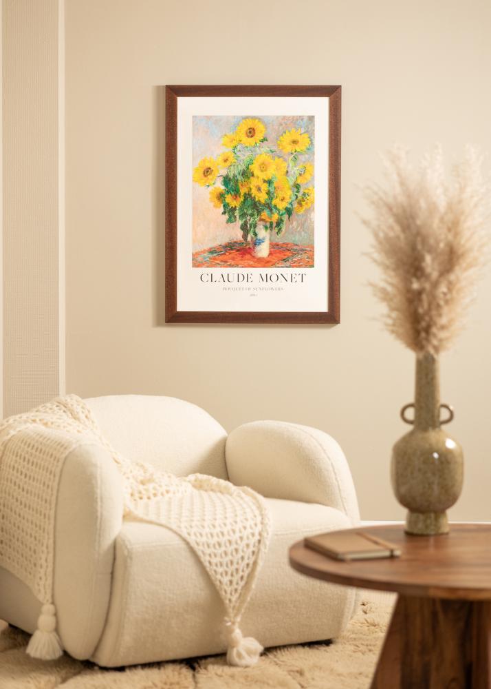 Moldura Juno Teak 30x40 cm - passe-partout Branco 18x27 cm
