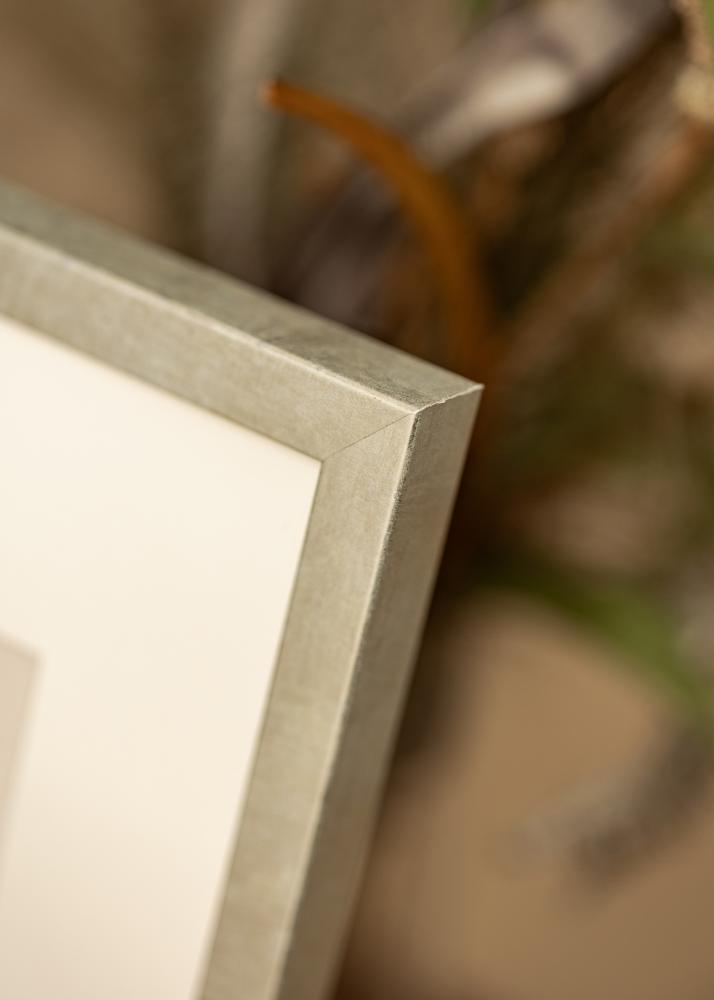 Moldura Ares Prata 50x50 cm - passe-partout Branco 39x39 cm