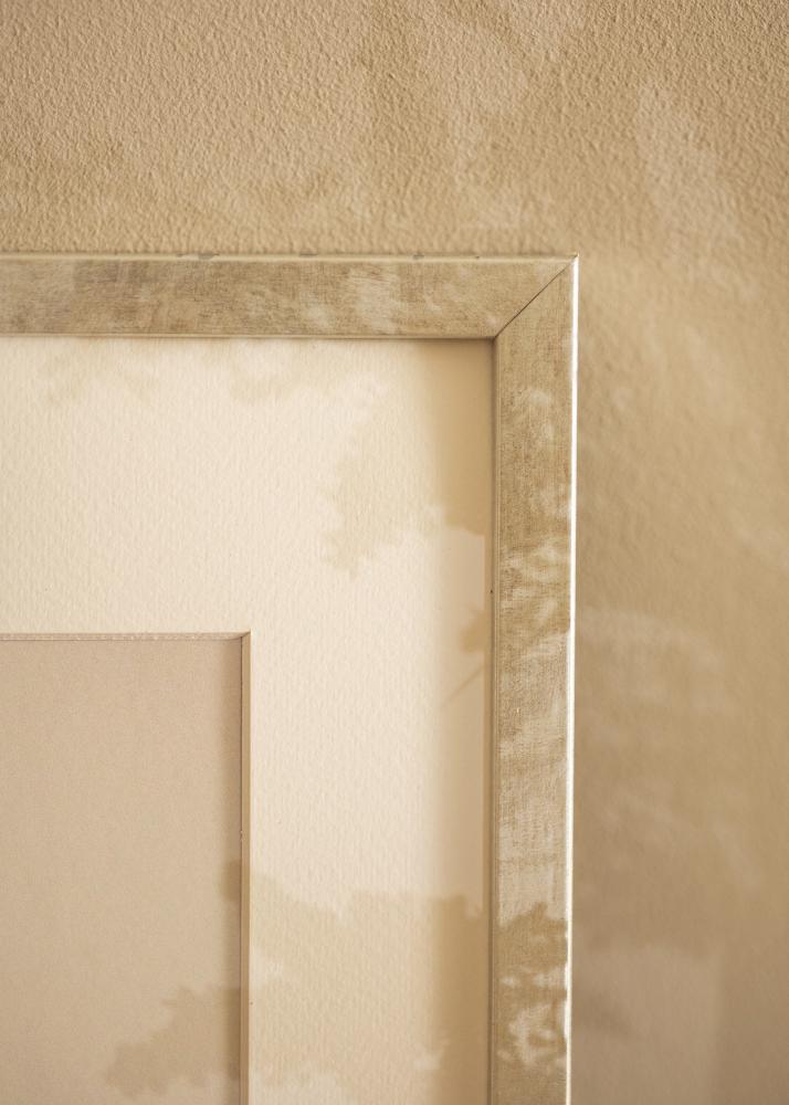 Moldura Ares Prata 50x50 cm - passe-partout Branco 39x39 cm