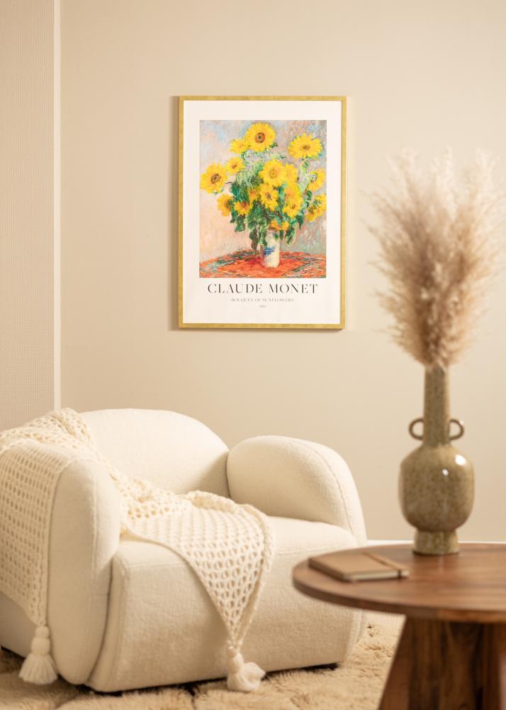 Moldura Ares Ouro 24x30 cm - passe-partout Branco 18x24 cm