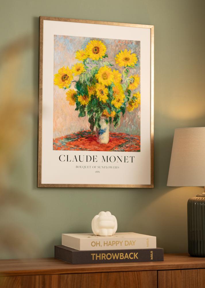 Moldura Ares Latão 50x60 cm - passe-partout Branco 40x50 cm