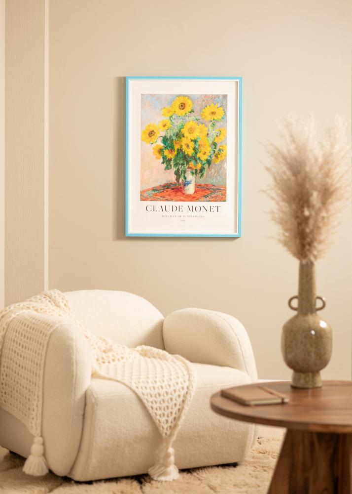 Moldura Diana Azul Claro 24x30 cm - passe-partout Branco 6x8 inches