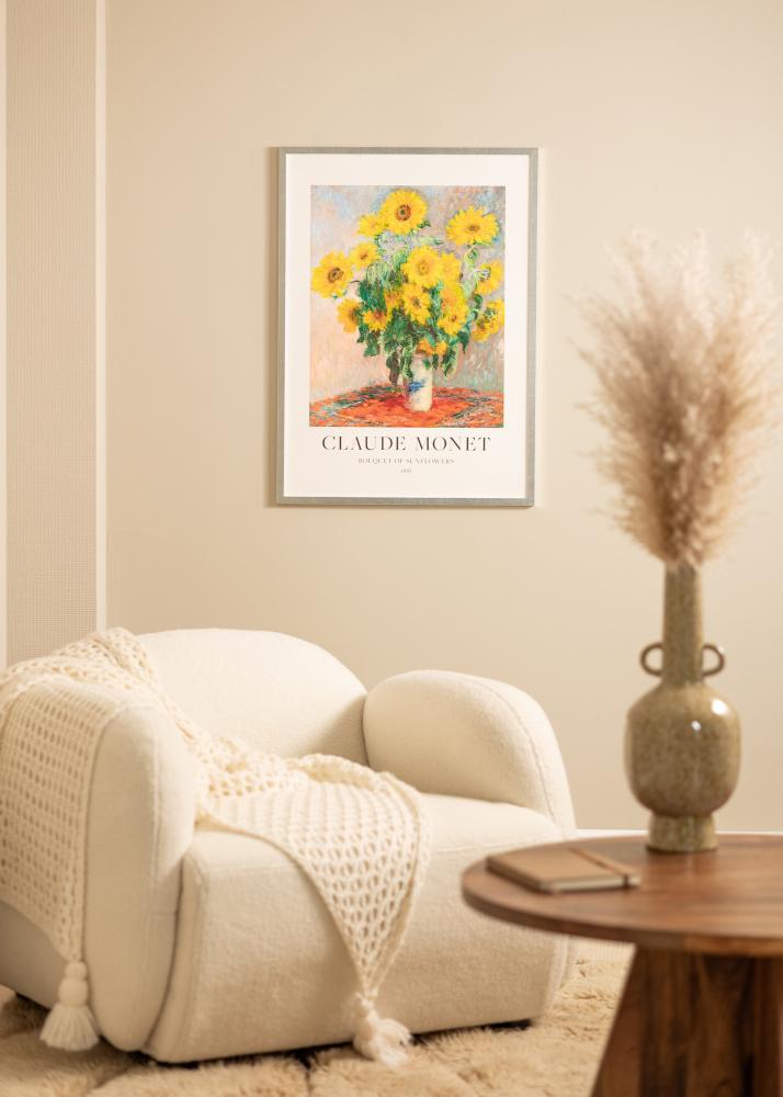 Moldura Minerva Prata 24x30 cm - passe-partout Branco 14x20 cm