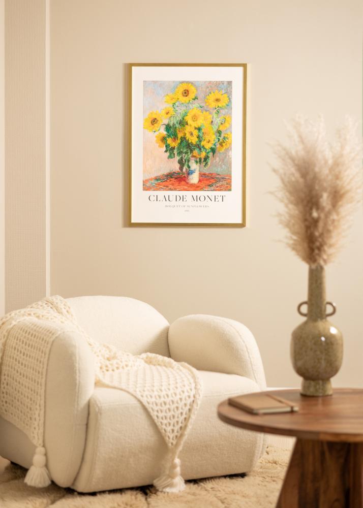 Moldura Minerva Ouro 40x50 cm - passe-partout Branco 28x38 cm