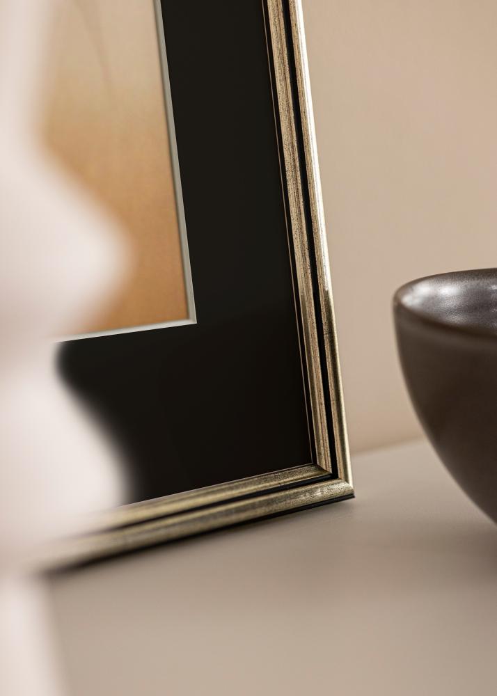 Moldura Horndal Prateado 60x60 cm - Passe-partout Preto 50x50 cm