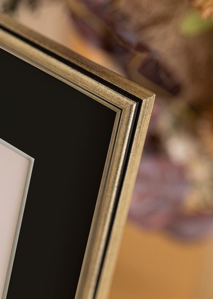 Moldura Horndal Prateado 60x60 cm - Passe-partout Preto 50x50 cm