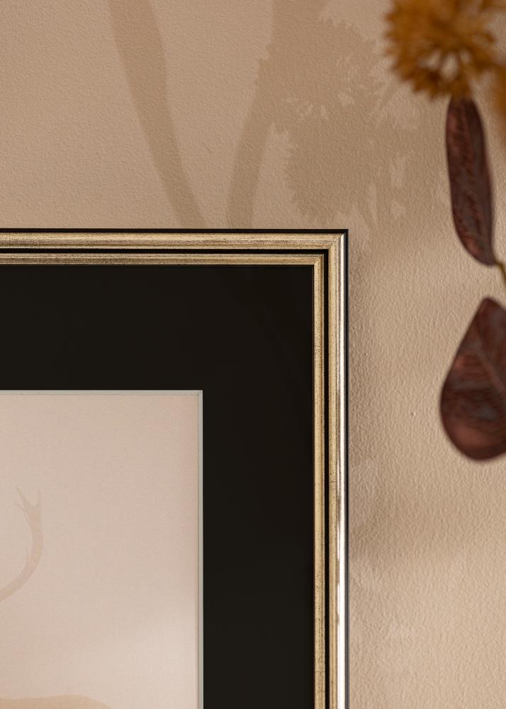 Moldura Horndal Prateado 60x60 cm - Passe-partout Preto 50x50 cm