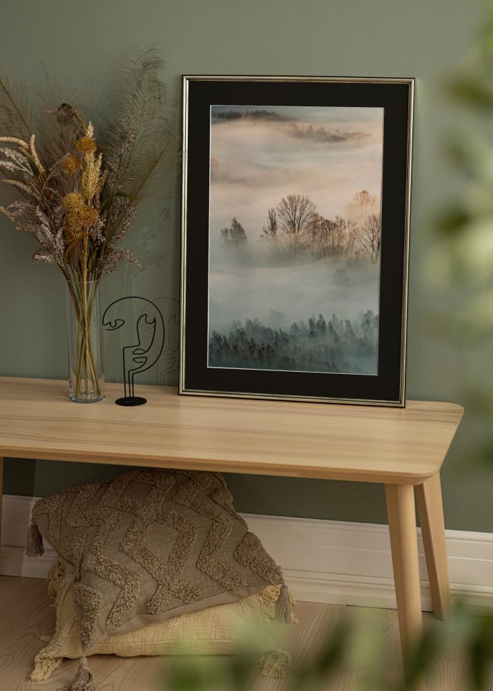 Moldura Horndal Prateado 60x60 cm - Passe-partout Preto 50x50 cm